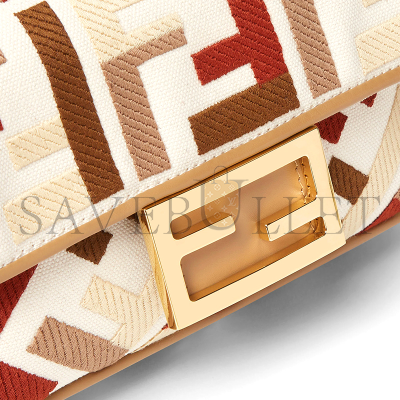 F**di baguette mini canvas bag with multicolour ff embroidery 8bs017aydff1tvk (20*13*5cm)